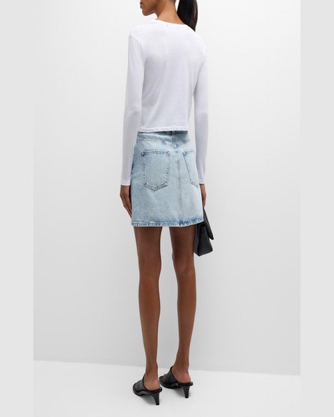 Ms. Louisiana Mid-Thigh Button-Front Denim Skirt