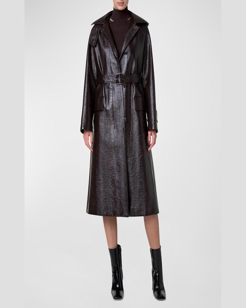 Zeno Lacquer Cotton Belted Trench Coat