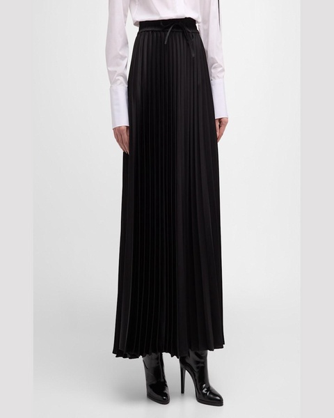 Side-Stripe Pleated Maxi Pajama Skirt