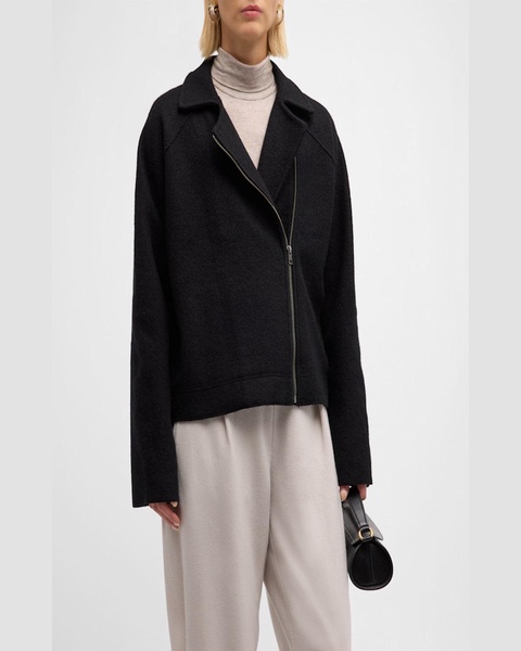 Zip-Front Boiled Wool Jacket