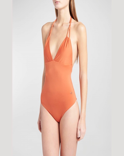 Triangle Pleats Summer Shell One-Piece Swimsuit