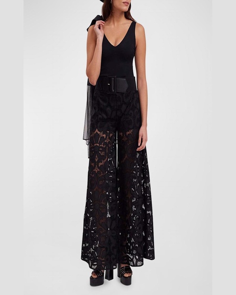 Clotilde Wide-Leg Floral Lace Pants