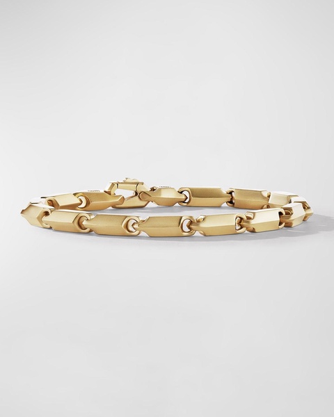 Men's Faceted Link Bracelet in 18K Yellow Gold, 6mm