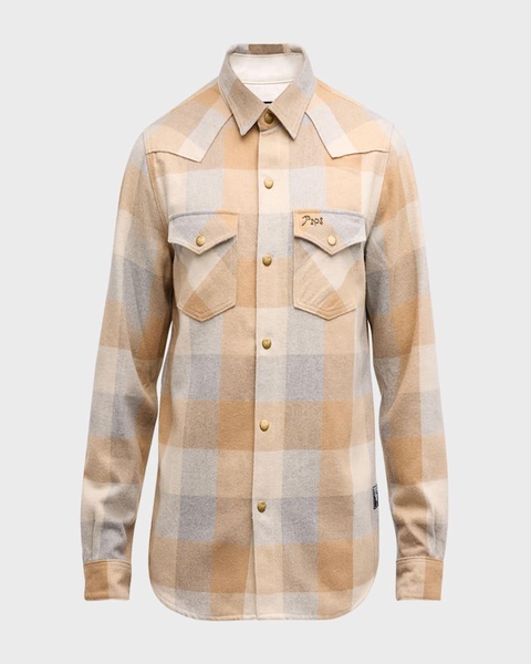 Men's Plaid Flannel Button-Down Shirt