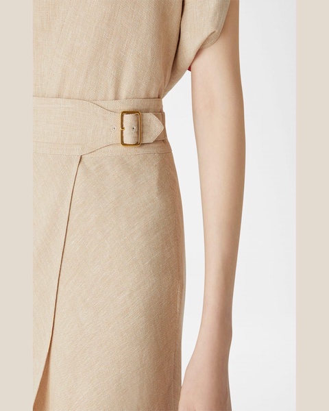 Irene Linen Crepe Buckle Wrap Skirt