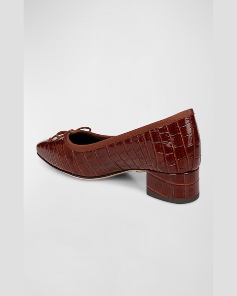 Cecile Croco Bow Low Pumps