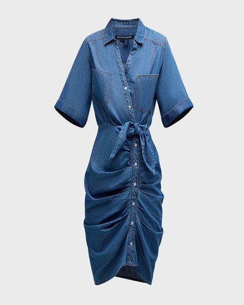 Hensley Ruched Chambray Dress