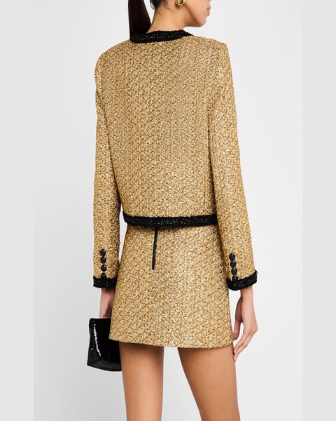 Landon Embellished Cropped Tweed Jacket