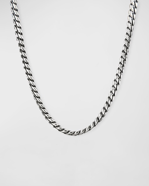 8mm Men's Curb Chain Necklace in Silver