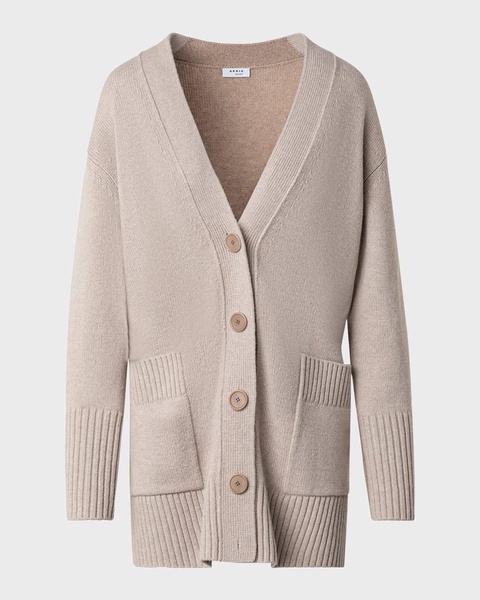 Cashmere-Blend Long Button-Front Cardigan