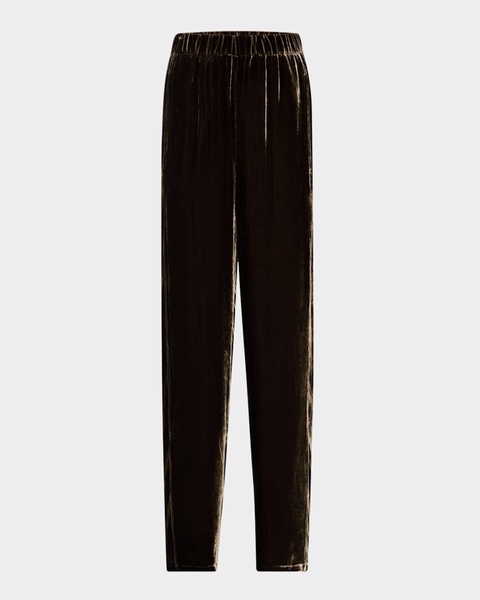 Cropped Shimmer Velvet Lantern Pants