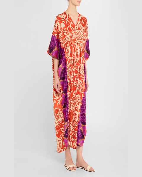 Palace Floral-Print Charmeuse Caftan