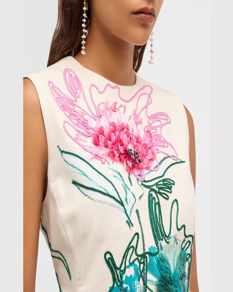 Floral Embroidered Sleeveless Mini Dress