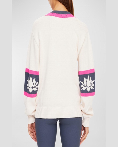 Peggy Organic Knit Lotus Intarsia Sweater