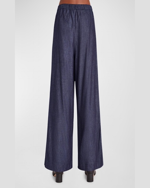 Thun Smocked Wide-Leg Denim Pants