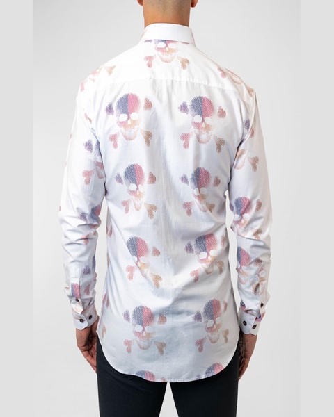 Men's Fibonacci Skull Matrix Dress Shirt