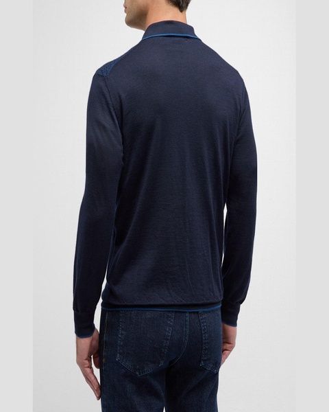 Men's Cashmere-Silk Quarter-Zip Polo Sweater