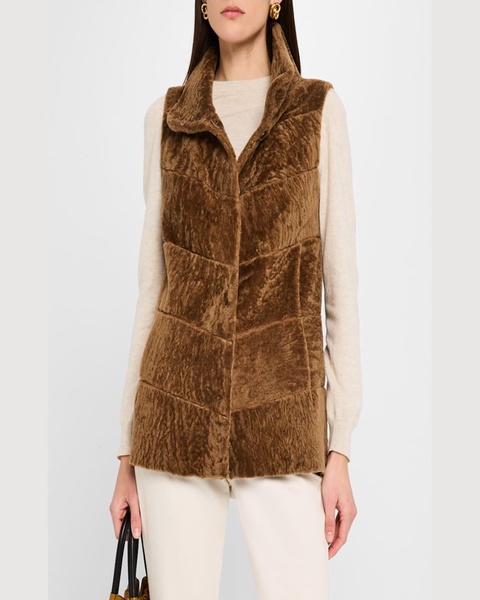 Reversible Textured Lamb Shearling Vest