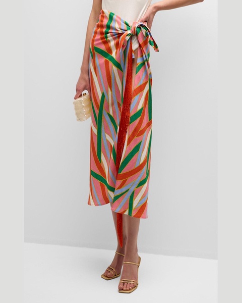 Romilly Fringe-Trim Coverup Maxi Skirt