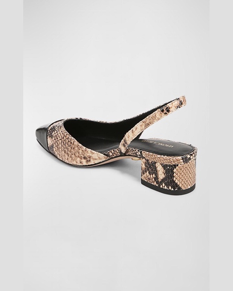 Cecile Embossed Leather Slingback Flats