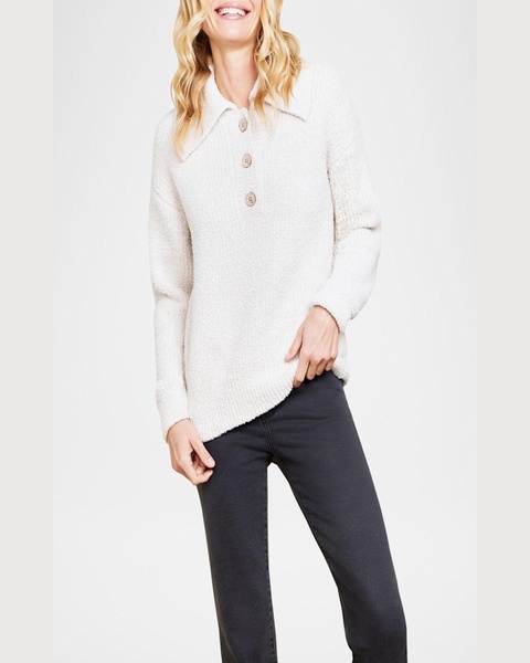 CozyChic Ribbed Spread-Collar Pullover