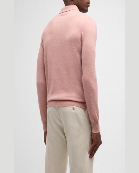 Men's Solid Cashmere Polo Sweater