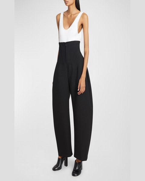 High-Rise Arched Wide-Leg Corset Trousers