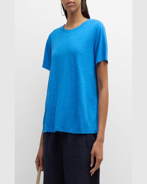 Short-Sleeve Crewneck Organic Linen Jersey Tee