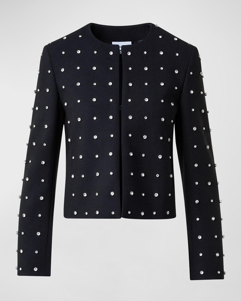 Diamond Studded Stretch Wool Crepe Jacket