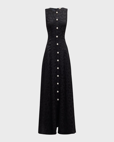 Rory Panther Matelasse Button-Front Maxi Dress