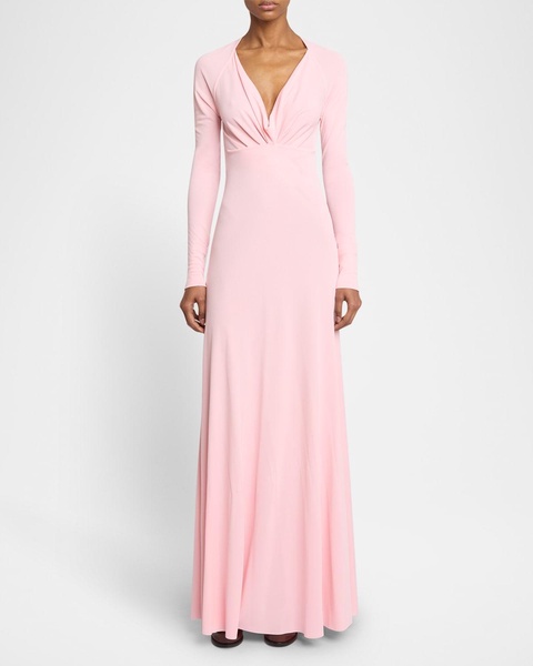 Cowl-Neck Long-Sleeve Jersey Gown