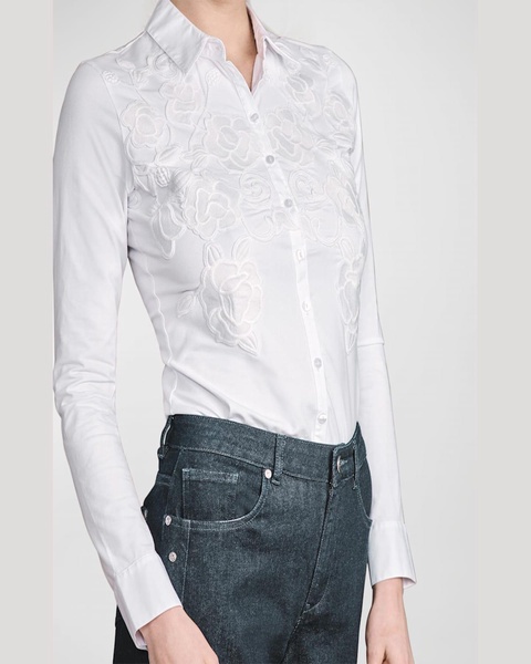 Vianey Floral Applique Button-Down Top