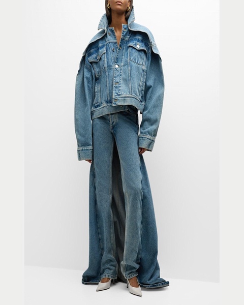 Low-Rise Denim Fishtail Jeans