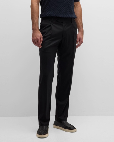 Men's Straight-Leg Pleated Trousers