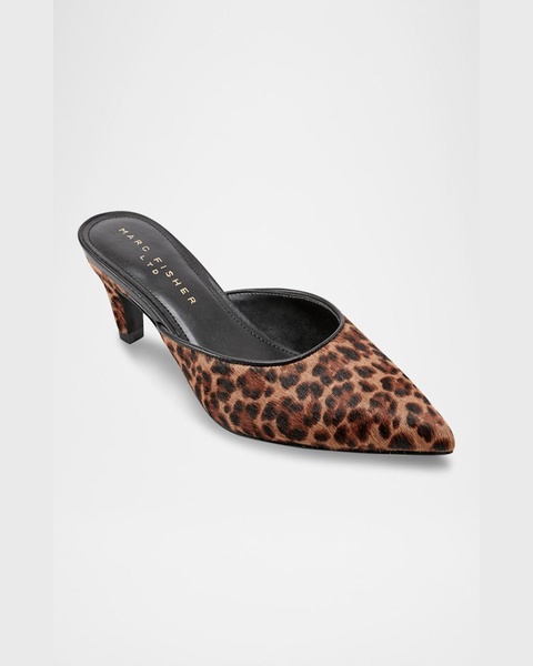 Leopard Kitten-Heel Mule Pumps