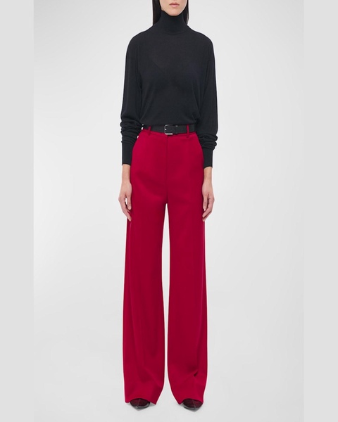 Pleated Wide-Leg Suit Pants