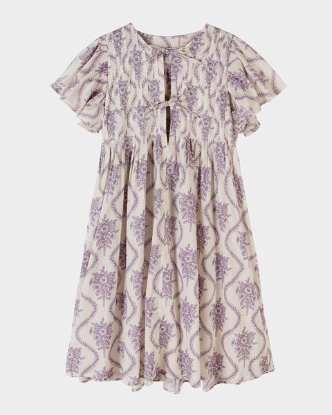 Pleated Floral-Print Organic Cotton Nightie