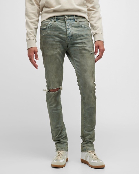 Men's P001 Light Dirty Wax Skinny Jeans