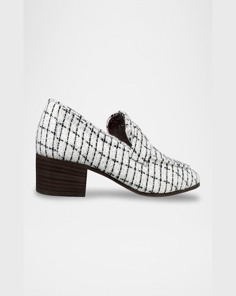 Flaneur Bicolor Tweed Heeled Loafers