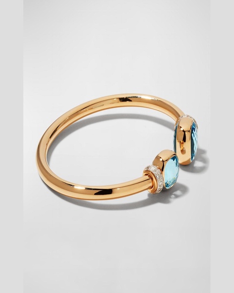 Nudo Classic and Petit Rose Gold Bangle with Sky Blue Topaz, Size M