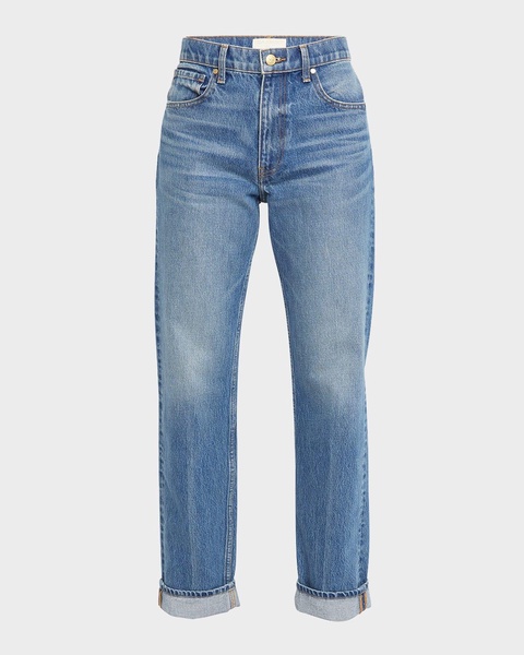 The Daphne Straight-Leg Cuffed Denim Jeans 