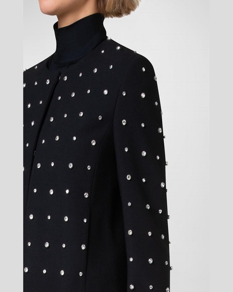 Diamond Studded Stretch Wool Crepe Jacket