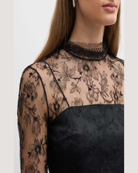 Lace High-Neck Shirt w/ Attached Camisole