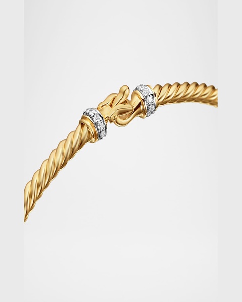 Cable Buckle Bracelet with Diamonds and 18K Gold, 2.6mm