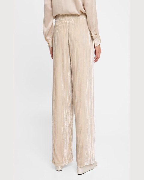 Cropped Wide-Leg Shimmer Velvet Pants