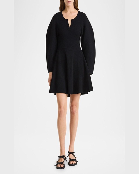 Francesa Ribbed Puff-Sleeve Mini Dress