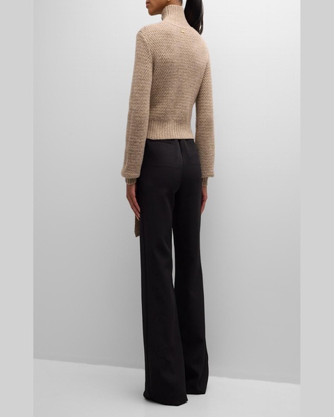 Aspen Wool and Cashmere Tie-Front Turtleneck Sweater