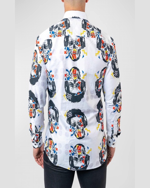 Men's Fibonacci Skull Puppet Dress Shirt