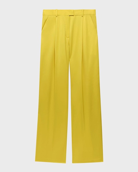 Pleated Wide-Leg Wool Pants