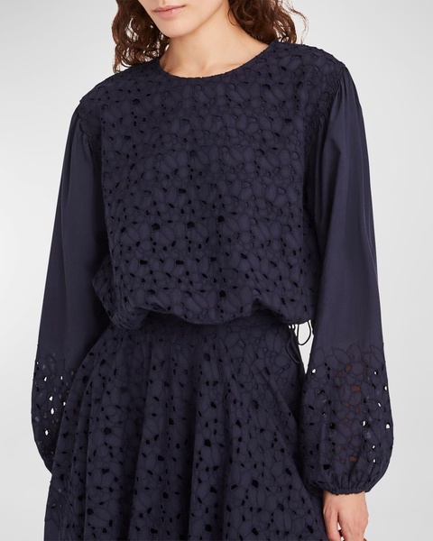 Linden Eyelet Embroidered Cotton Top